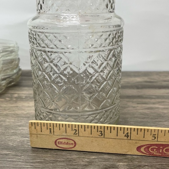 Vintage Hazel-Atlas Diamond Point Glass Canister Jar w/ Red Lid 7.5” - Picture 5 of 8